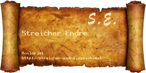 Streicher Endre névjegykártya